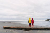 Ragazzi in piedi sul braccio della spiaggia — Foto stock