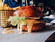 Hamburger and french fries — Stock Photo
