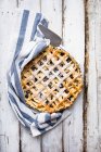 Apple and blueberry lattice pie — Stock Photo