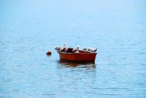 Gaviotas encaramadas en barco - foto de stock