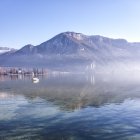 Vue panoramique, paysage de montagne et lac — Photo de stock