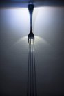 Closeup view of fork throwing shadow — Stock Photo