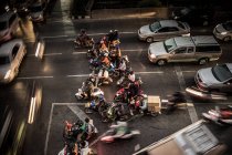 Bangkok, Thailand - October 1, 2013 : High angle view of traffic jam during nighttime, Thailand, Bangkok — Stock Photo