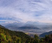 Vista panoramica della catena dell'Annapurna dal villaggio di Sarangkot, Nepal — Foto stock