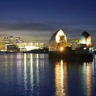 Scenic view of Thames Barrier at night, London, UK — Stock Photo