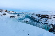 Vista panoramica della cascata del Gulfoss in inverno, Islanda — Foto stock