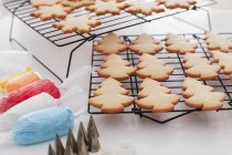 Biscotti di Natale che si raffreddano su una griglia — Foto stock