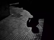 Мальовничий вид на тінь людини на тротуарі — стокове фото