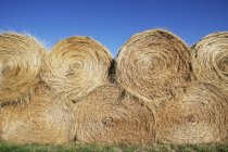 Scenic view of stack of round hay bales — Stock Photo