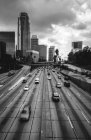Scenic monochrome view of Los Angeles freeway, USA — Stock Photo