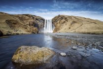 Scenic view of famous skogafoss waterfall, Iceland — Stock Photo