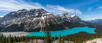 Vista panorámica del lago Peyto, Parque Nacional Banff, Alberta, Canadá - foto de stock