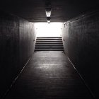 Light at the end of the tunnel, monochrome image — Stock Photo