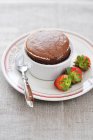 Chocolate souffle dessert, real temptation — Stock Photo
