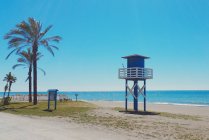 Scenic view of lifeguard station on beach, Malaga, Andalucia, Spain — Stock Photo