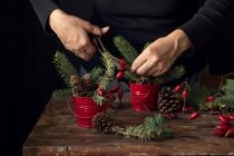 Cropped image of Making Christmas decoration — Stock Photo