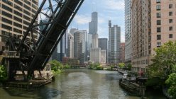 Vista panorámica del horizonte de Chicago, Illinois, EE.UU. - foto de stock