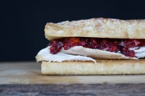 Roasted chicken and cranberry orange relish baguette sandwich — Stock Photo