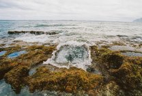 Wellen krachen durch einen Blasloch-Auslauf, Oahu, Hawaii, Amerika, USA — Stockfoto