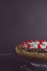 Chocolate hazelnut cake with cherries, copy space — Stock Photo