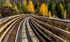 Vista panorâmica da ponte de madeira do cavalete, Kelowna, Colúmbia Britânica, Canadá — Fotografia de Stock