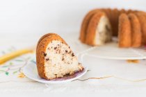 Slice of tasty fresh baked bundt cake — Stock Photo