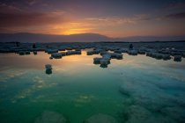 Vista panorámica de los depósitos de sal en el mar muerto, Israel - foto de stock