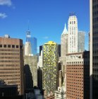 Сценический вид Skyscrapers of Financial District, Манхэттен, Нью-Йорк, США — стоковое фото