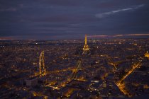 Vista aérea de la ciudad, Torre Eiffel de fondo, París, Francia - foto de stock