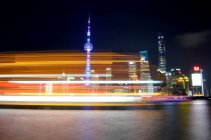 Scenic view of Pudong Skyline at night, Shanghai, China — Stock Photo
