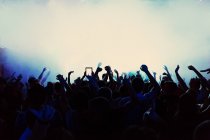 Vista atmosférica de la silueta de multitud en concierto - foto de stock