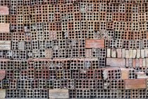 Full frame image, rows of red bricks — Stock Photo