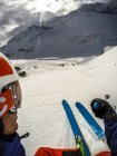 Austria, Salzburg, Gastein, Skiing shot in powder snow — Stock Photo