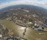 KAerial view of Tower Bridge and London, England, U — Stock Photo