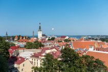 Vista panorámica de los edificios de la ciudad vieja, Estonia, Tallin - foto de stock
