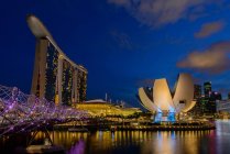 Vista panoramica dello skyline della città di notte, Singapore — Foto stock