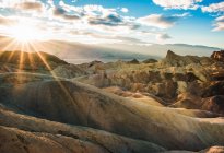 Scenic view of Zabriskie Point trail at sunset, Death Valley National Park, California, America, USA — Stock Photo