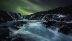 River flow long exposure and milky way — Stock Photo