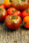 Tomates orgánicos frescos coloridos, vista de cerca - foto de stock