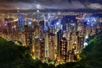 Arranha-céus, Victoria Harbor, Kowloon e Ilha de Hong Kong, Hong Kong, China — Fotografia de Stock