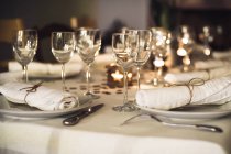 Closeup view of Place settings on a table — Foto stock
