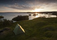 Scenic view of tent by Myvatn lake, Iceland — Stock Photo