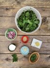 Top view of Ingredients for ground elder soup — Stock Photo