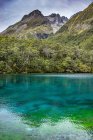 Vista panorámica de Blue Lake y Franklin Range, Parque Nacional Nelson Lakes, Nueva Zelanda - foto de stock