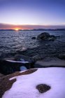 Vista panorâmica do pôr do sol de Sand Harbor, Lake Tahoe, Nevada, América, EUA — Fotografia de Stock