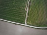 Veduta aerea della guida in auto lungo la strada nel paesaggio rurale, Irlanda — Foto stock