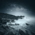 Scenic view of Donegal coastline at night, Ireland — Stock Photo