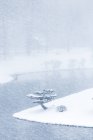 Снежный покров в Японском саду, Чикагский ботанический сад, Иллинойс, Америка, США — стоковое фото