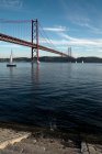 Scenic view of 25th of April bridge, Lisbon, Portugal — Stock Photo