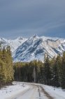 Camino a través de las montañas, Banff, Alberta, Canadá - foto de stock